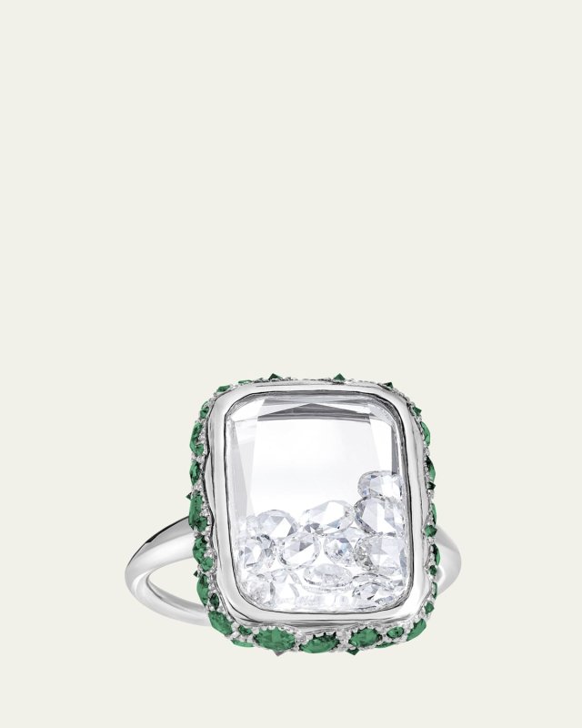 18K Diamond and Emerald Ring with Kaleidoscope Shaker